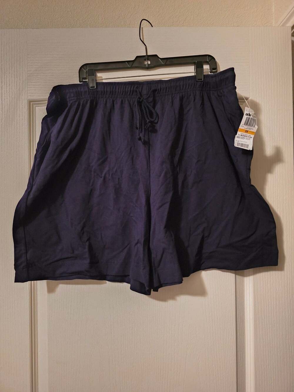 NWT Karen Scott Sport Woman Shorts Size 3X Navy Cotton Spandex Drawstring